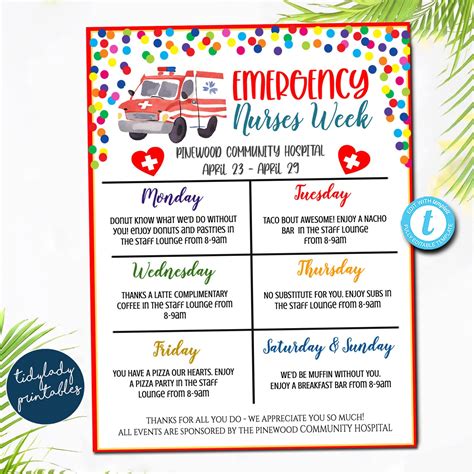 Emergency Nurses Appreciation Week Itinerary, National Nurses Week ...