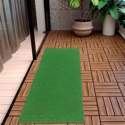 Ottomanson Evergreen Collection Waterproof Solid Grass Design 2x6 ...