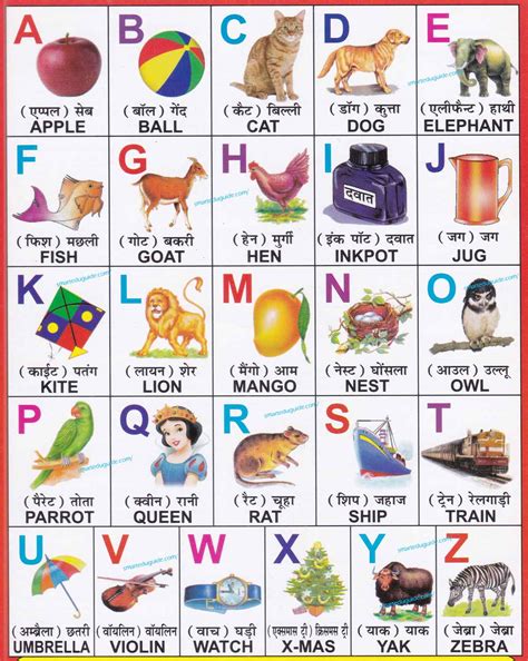 A for apple b for ball c for cat d for dog chart