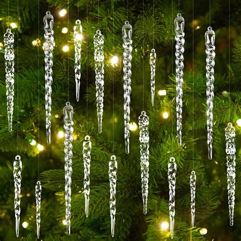 Amazon.com: Twisted Clear Glass Icicle Christmas Ornaments for ...