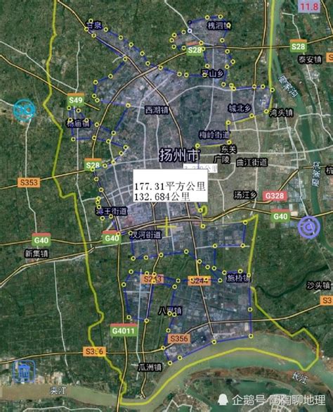 扬州市1县2市3区，建成区面积排名，最大是邗江区，最小是高邮市_腾讯新闻