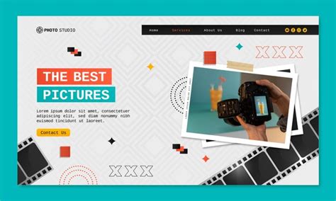 Gradient photography studio landing page | Free Vector