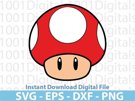 Mushroom Red Svg, Mario Mushroom Red Svg, Super Mario Clipart, Cut File ...