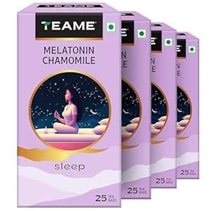TE-A-ME Melatonin Chamomile Tea - Pack of 4 (25 Bags Each) | Natural ...