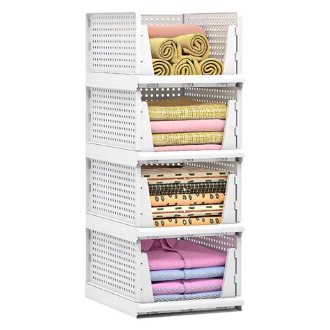 Kuber Industries Large 4 Pcs Stack it Up Cloth Stacker | Foldable Shirt ...