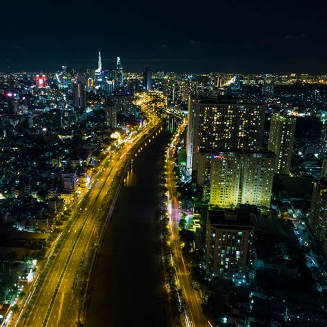 Download wallpaper 2780x2780 city, buildings, aerial view, night ...