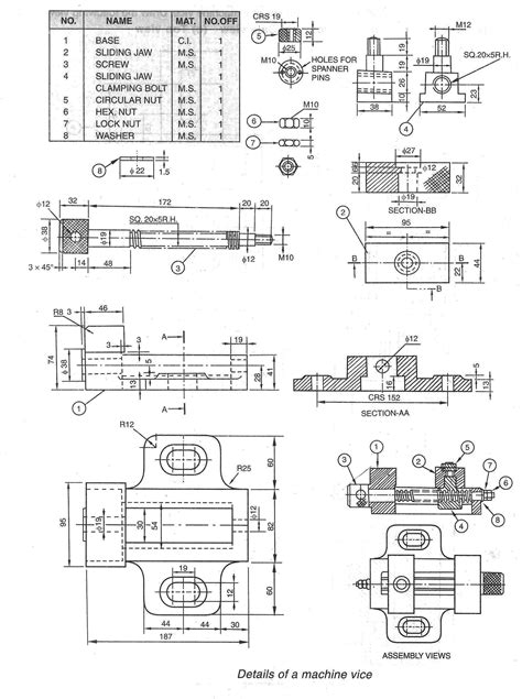 Image result for Machine Vice Assembly Drawing