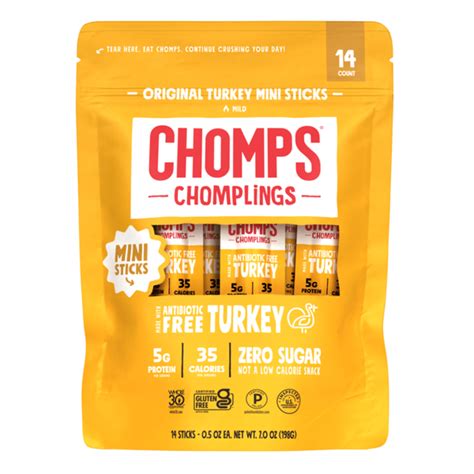 Chomps Mini Original Turkey Chomplings 14 Pack, 0.5oz Sticks (0.5 oz ...
