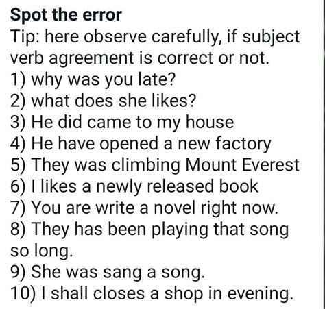 spot the error of the following sentences - Brainly.in