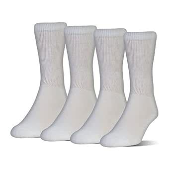 MediPeds Unisex-Adults Coolmax Extra Wide Crew Socks, 4-Pack, White ...
