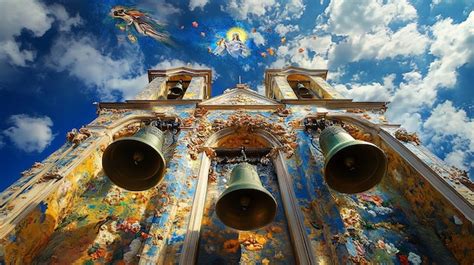 Image shows bell about three metres high, with celebrant alongside