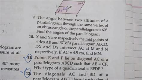 Question 11point E and F lie on diagonal AC of a parallelogram ABCD ...