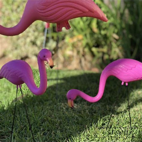Set of 4 Small Pink Flamingo Yard Decor - Untamed Creatures