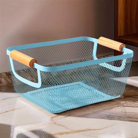 UMAI Metal Mesh Basket for storage with wooden handle | 280gm | Fruit ...