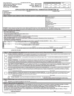 Fillable Online Colling County Homestead Exemption Form 2013. 2013 ...