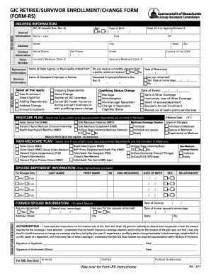 Gic Retiree/survivor Enrollment/change Form (form-rs) - Mass - Fill and ...