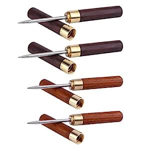 Anndason 4 Pcs Stainless Steel Ice Picks with Wooden Handle and Safety ...