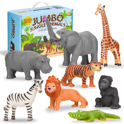 Buy Learning MindsSet of 8 Jumbo Jungle Animal Figures - Zoo Animals ...