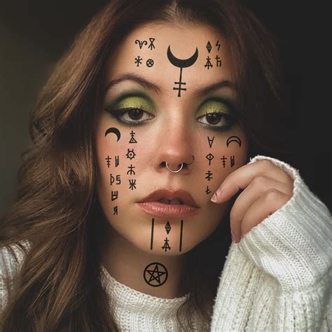 Amazon.com : Witch Face Tattoos SET - Witchcraft Temporary Tattoo/Wicca ...