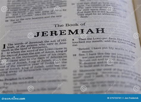 Closeup of the Book of Jeremiah from Bible or Torah, with Focus on the ...