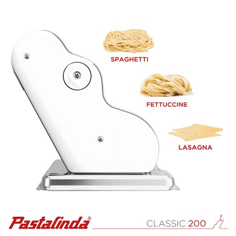 Pastalinda Classic 200 White Pasta Maker Machine With Hand Crank And ...