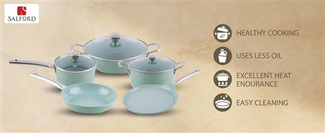 Buy SALFORD Forged Ceramic Non-Stick Kadai with Glass LID & Tubular SS ...