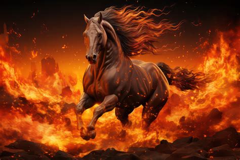 Horse with Fire Background Graphic by Creative World · Creative Fabrica