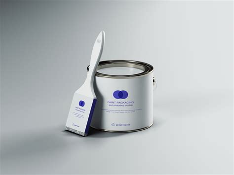Free Paint Can & Brush Packaging Mockup (PSD)