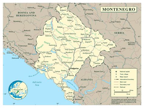 Large detailed political map of Montenegro with cities | Montenegro ...