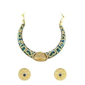 Buy Nivaasa Gold-Plated hasli Meenakari Necklace Set with Earrings for ...