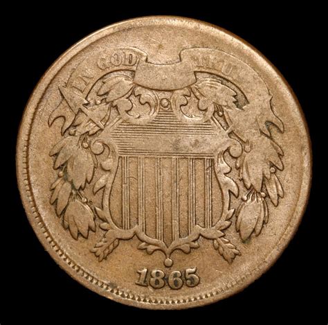 1865 . . Two Cent Piece 2c Grades f+