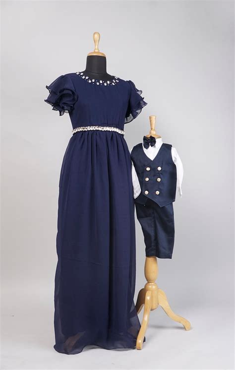 Navy Blue With White Formal Mom and Son Combo Matching Set – Anveshana ...