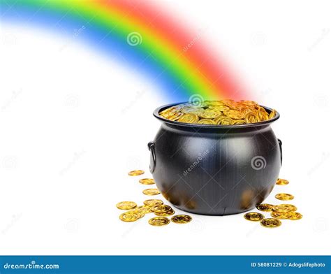 Pot of Gold Under the Rainbow Stock Image - Image of studio, gold: 58081229