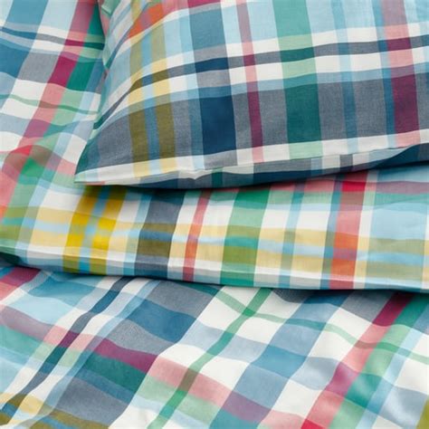 HÖSTGENTIANA duvet cover and 2 pillowcases, multicolour/check, 240x220 ...