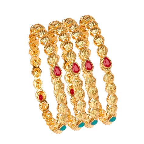 22K Traditional Gold Kada Bangle Set for Women (Set of 4 Bangles) (SJ ...