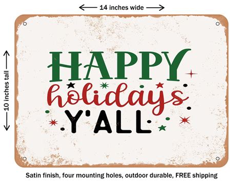 DECORATIVE METAL SIGN - Happy Holidays Y'all - 2 - Vintage Rusty Look ...