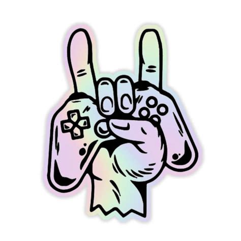 Gaming Hand Holographic Sticker – sticckiz.com
