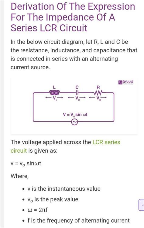 State the expression for the impedance of a series LCR circuit. Discuss ...