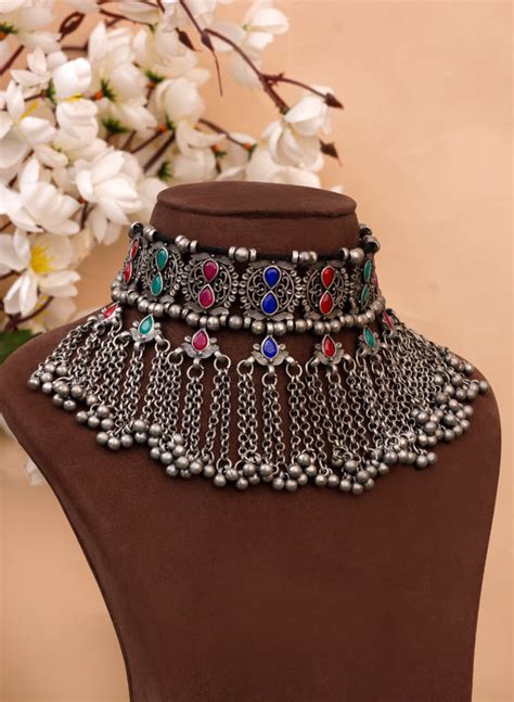 Shop Oxidised Jewellery Choker - 3 Necklace for 1500 – Phuljhadi