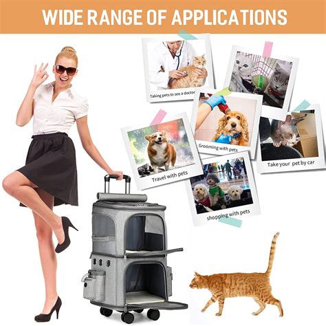 Buy Double-Compartment Pet Carrier Backpack with Wheels for Small Cats ...