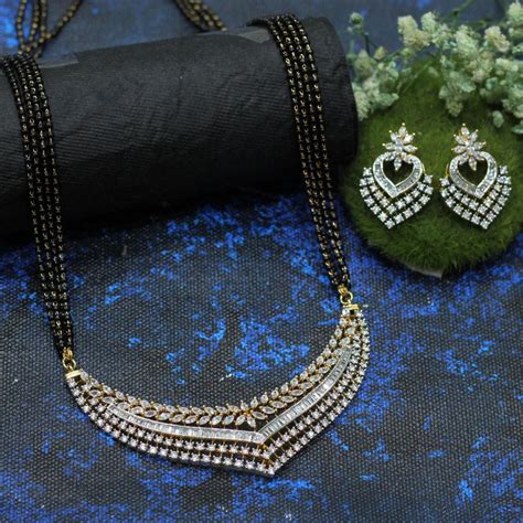 GOLD PLATED AD MANGALSUTRA WITH 4 LAYER MALA – Aditya Art Jewellery