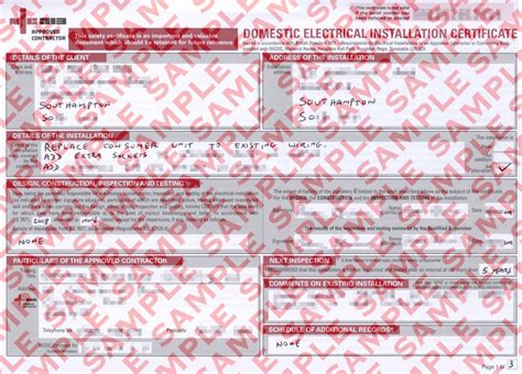 Image result for Electrical Installation Certificate Example