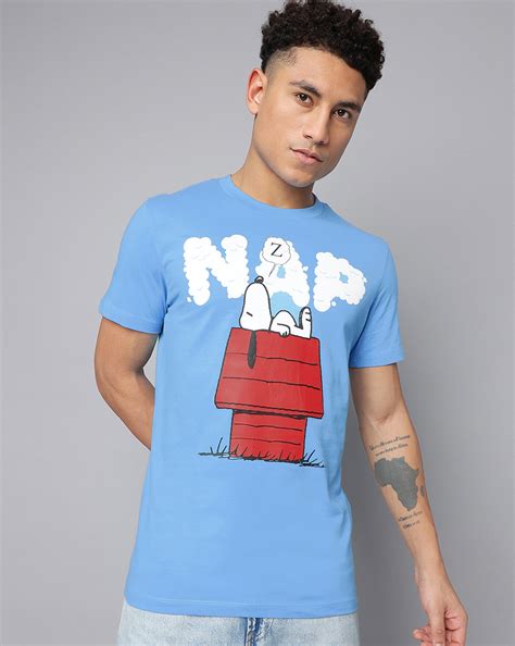 Snoopy Regular Fit Blue Tshirt Men – Free Authority