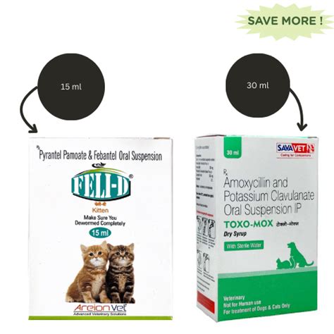 Buy Areion Vet Feli D Kitten Deworming Suspension (15ml) And Savavet ...