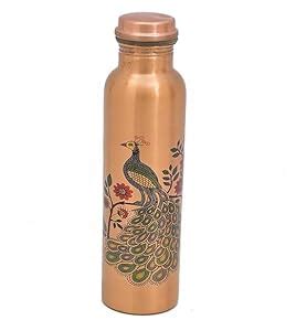 Royal pure copper Peacock Designer Water Bottle (1000ml, 1Unit, Pack of ...
