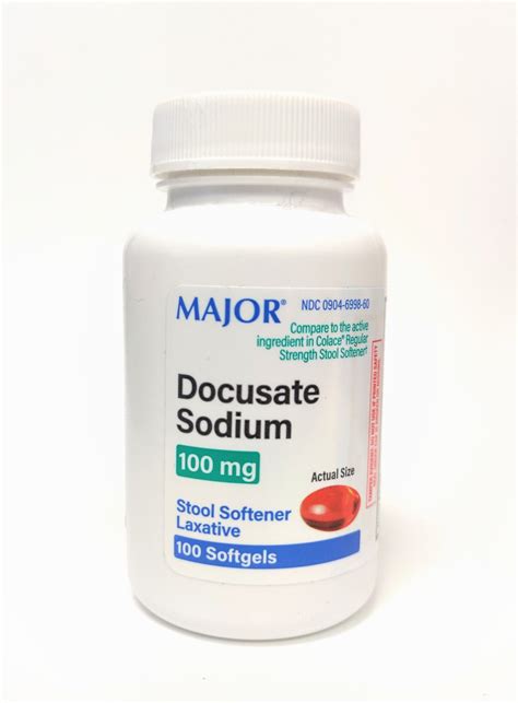 Major Docusate Sodium 100mg Stool Softener Laxative - 100 Softgels - R | Silver Rod Pharmacy