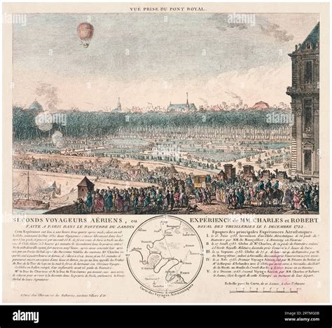 Le ballon à hydrogène de Jacques Charles et Marie-Noël Robert remontant ...