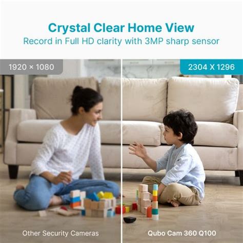 Qubo Smart 360 Q100 | 2K Wi-Fi Camera | 3MP | AI App Alerts | Alarm ...