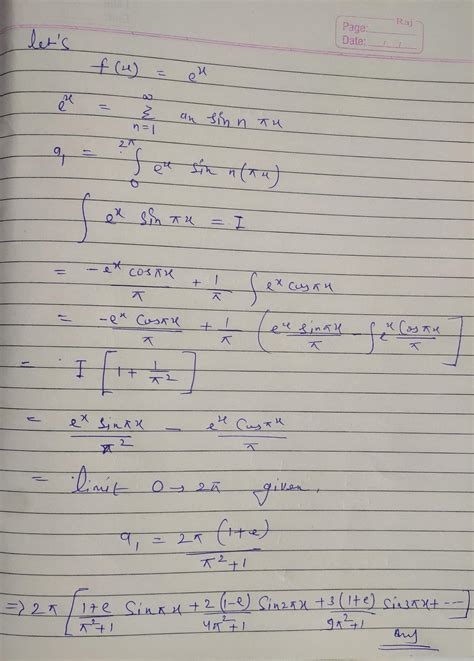 Obtain the half-range sine series for ex in 0