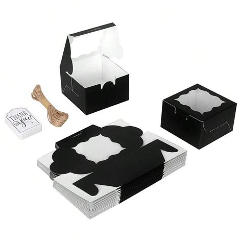 15pcs (5 Boxes + 5 Ropes + 5 Tags) 4-Inch Baking Cake Box Cross-Border ...